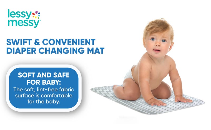 Lessy Messy Portable Diaper Changing Mat - Extra Large Waterproof Travel Changing Pad | Machine Washable & Dryer Safe | Wipeable Baby Changing Mat for Nursery, Car, & On-The-Go (Grey) - Image 2